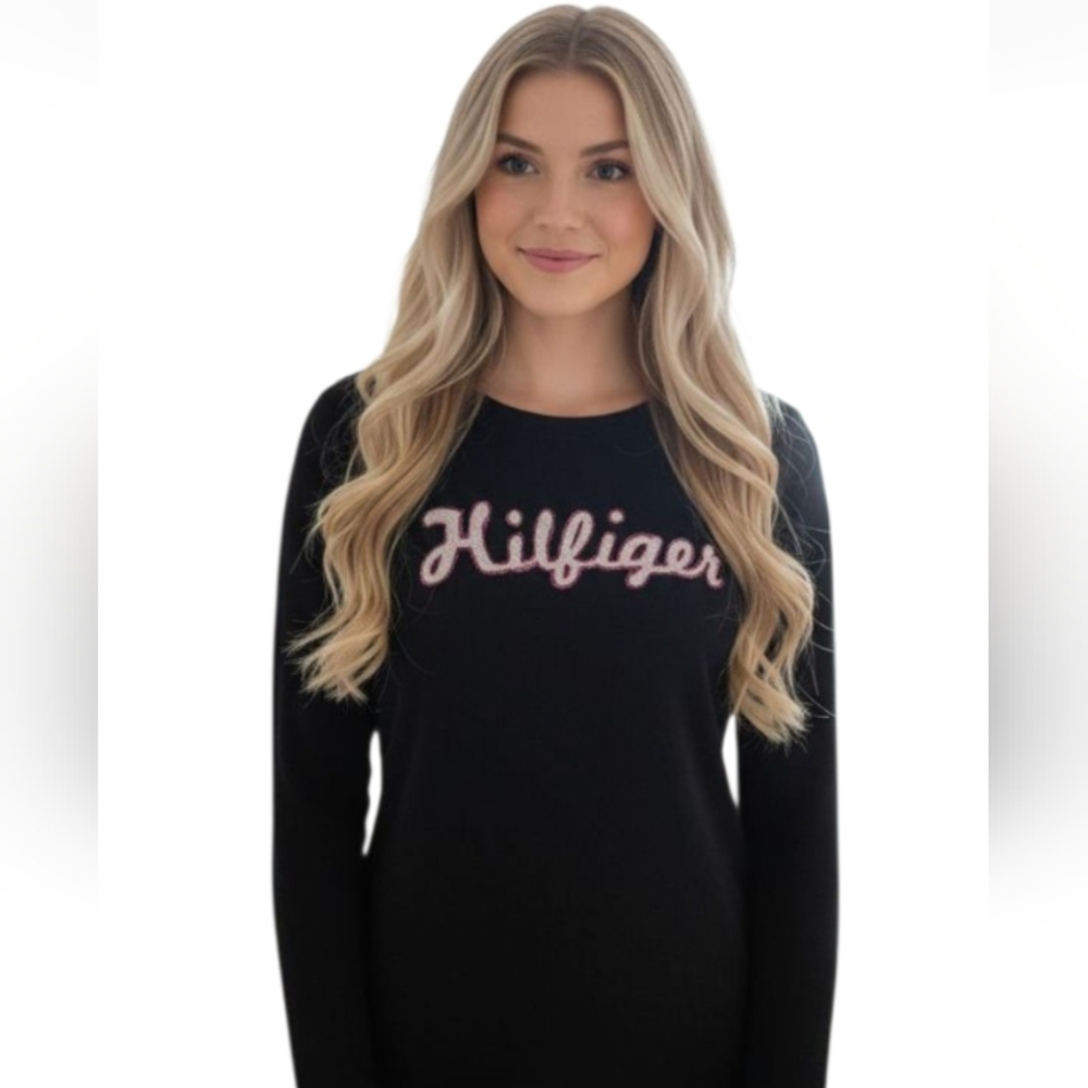 Tommy Hilfiger (M) Black Knit Sweater In Excellent Condition